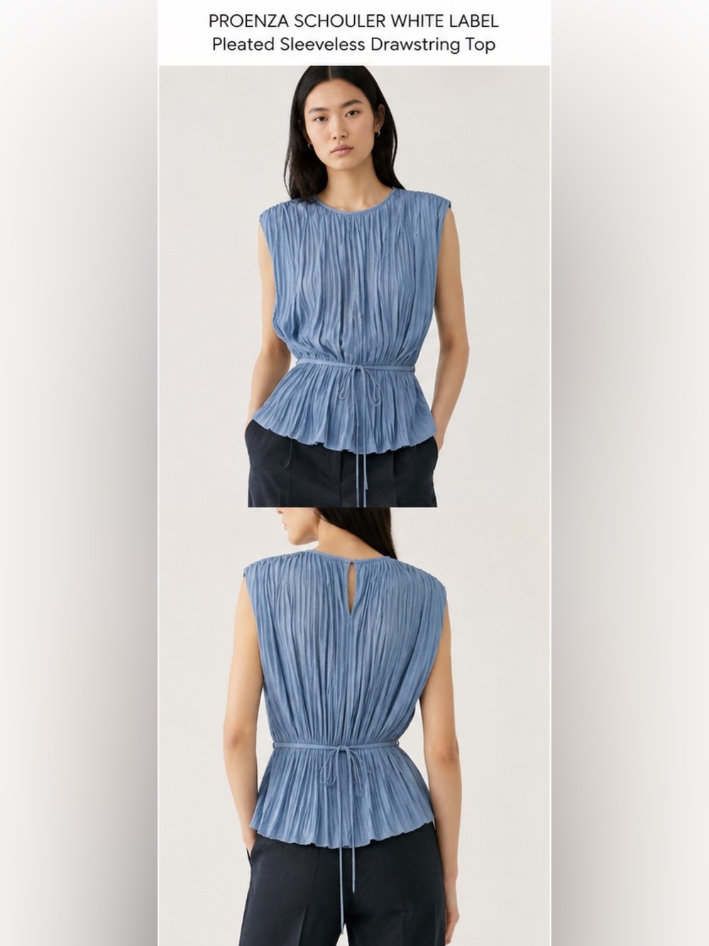Proenza Schouler Light Blue Pleated Sleeveless Top